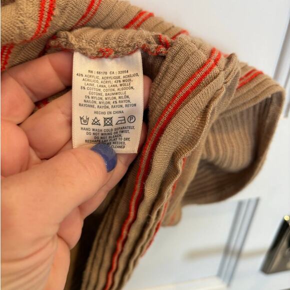 Knitted and Knotted Anthropologie Size Small S Beige Orange Stripe Sweater Dress - Picture 3 of 4